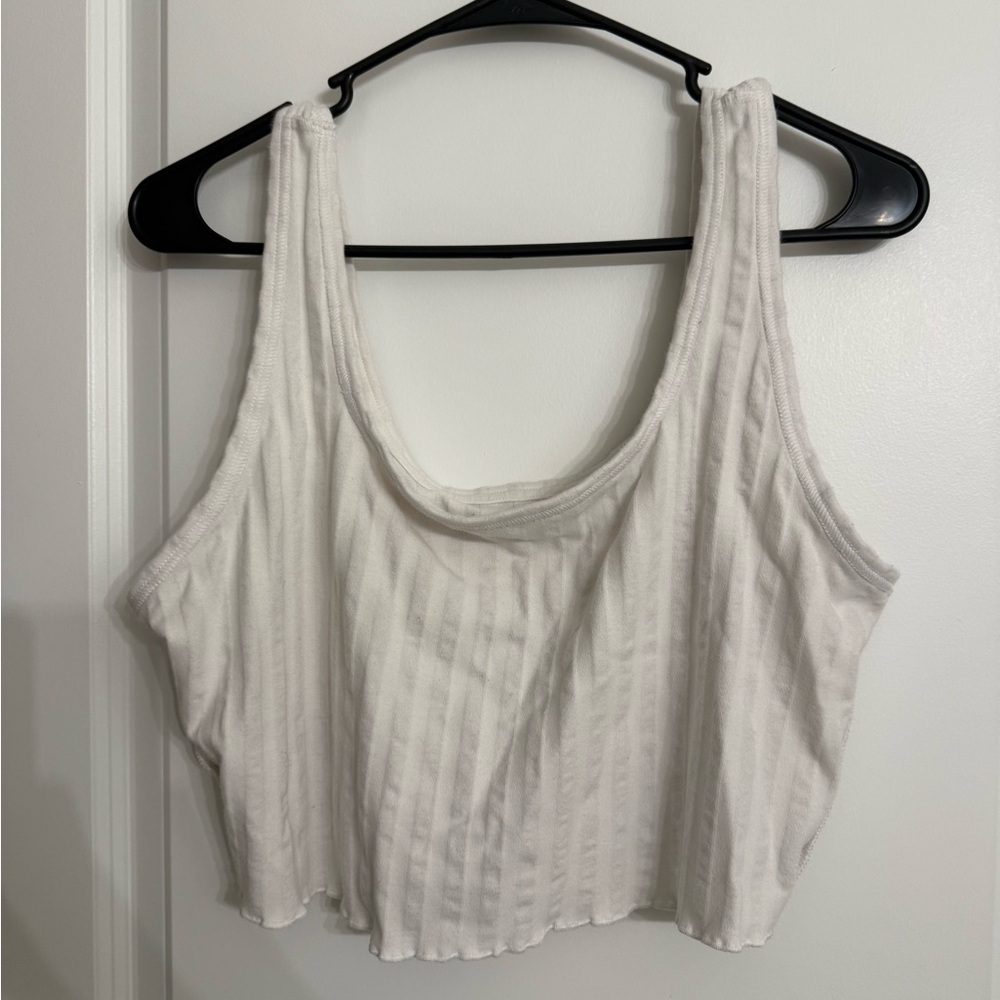 Aerie White Ribbed Tank Top